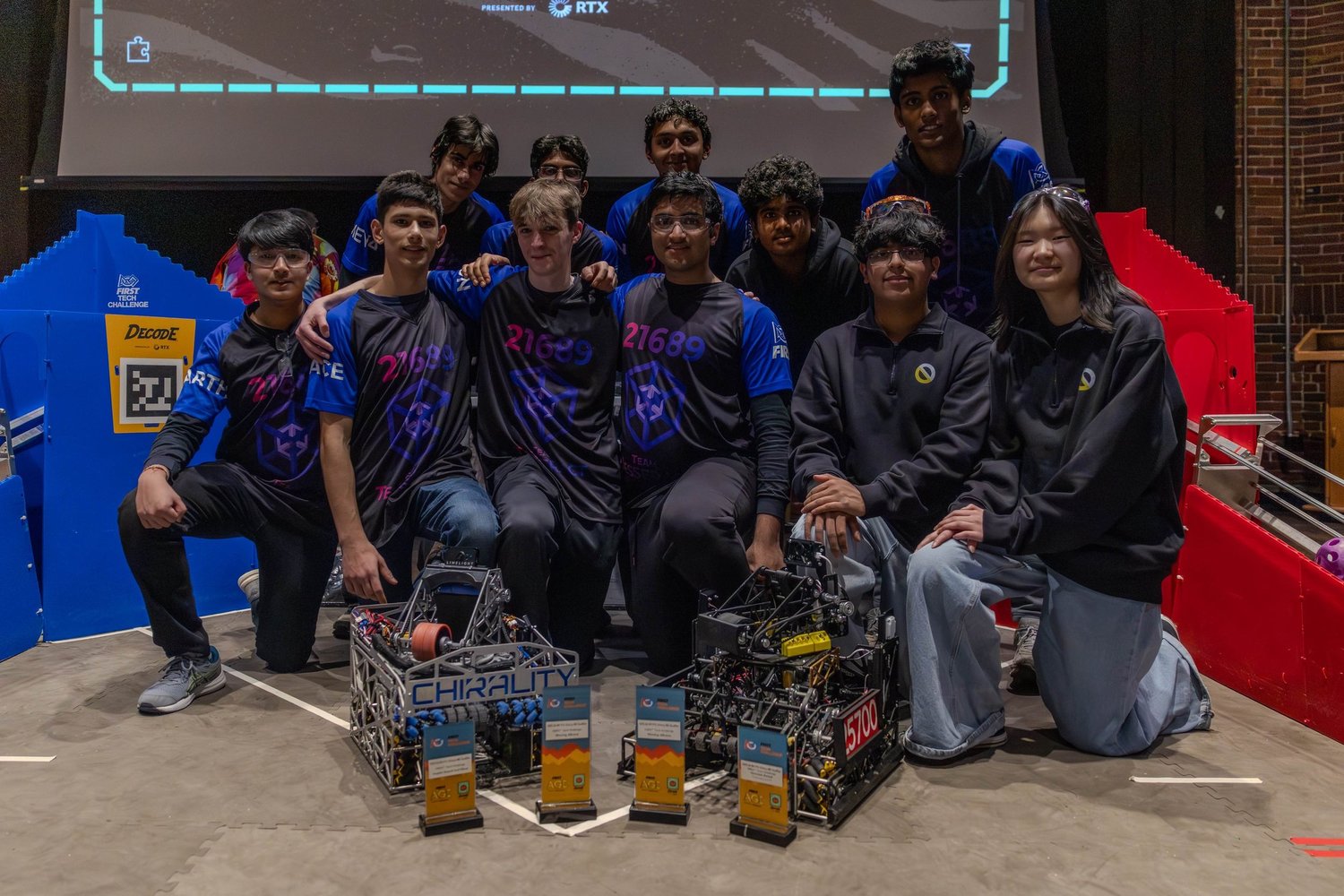 Team and alliance partners posing with robots